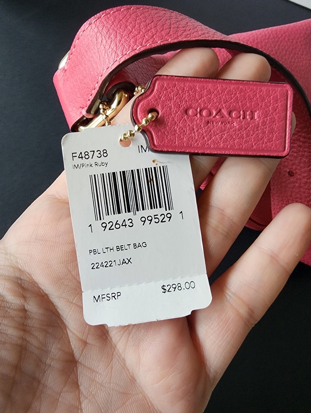 ✨️NWT✨️ Coach Pebbled Leather Belt Bag, Pink Ruby, 2019, $298 MSRP - Picture 6 of 9